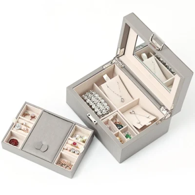 Высококачественная модная роскошная коробка для сбора ювелирных изделий для путешествий с зеркалом
